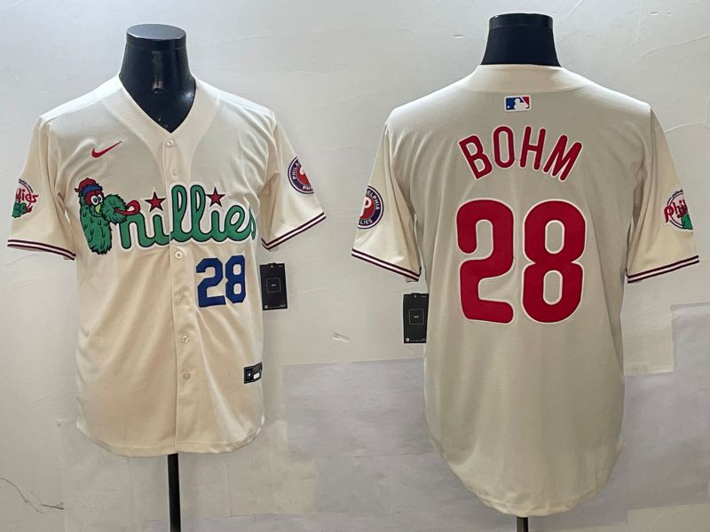 Men Philadelphia Phillies #28 Bohm Cream Three generations Joint Name Game 2025 Nike MLB Jersey style 2